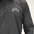 Burberry Embroidered Black Cotton Premium Shirt-thumb-4