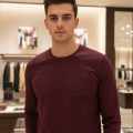 Burberry Wine Premium Exclusive Full Sleeves Round Neck T-shirt-thumb-0