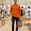 Burberry Orange Premium Exclusive Full Sleeves Round Neck T-shirt-thumb-1
