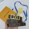 Louis Vuitton Brown & Golden Premium Quality Belt-thumb-0
