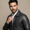 Burberry Black Leather Premium Quality Jacket-thumb-1