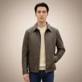Burberry Dark Brown Leather Premium Quality Jacket-thumb-0