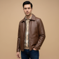 Burberry Brown Leather Premium Quality Jacket-thumb-0