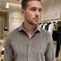 Balmain Embroidered Grey Premium Cotton Shirt-thumb-0