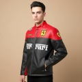 Ferrari F1 Racing Black & Red Leather Jacket-thumb-0