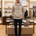 Burberry Cream Embroidery Logo Hoodie-thumb-2