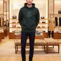 Burberry Dark Green Embroidery Logo Hoodie-thumb-3