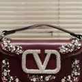 Valentino Garavani Maroon Small Shoulder Bag-thumb-0