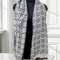 Coach Signature Grey C Border Woollen Stole-thumb-0