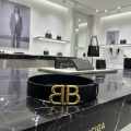 Balenciaga Black Premium Quality Leather Belt-thumb-3