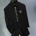Balmain Embroidered Black Premium Cotton Shirt-thumb-1