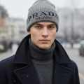 Prada Monogram Grey Premium Edition Cashmere Beanie-thumb-0