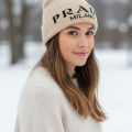 Prada Monogram Cream Premium Edition Cashmere Beanie-thumb-0