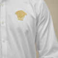 Versace Medusa Embroidered White Cotton Shirt-thumb-4
