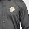 Versace Medusa Embroidered Black Cotton Shirt-thumb-4