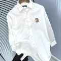Balmain Embroidered White Premium Cotton Shirt-thumb-0