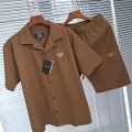 Prada Embroidered Brown Premium Shirt & Shorts Combo-thumb-1
