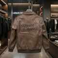 Armani Exchange Dark Brown Authentic Leather Jacket-thumb-5