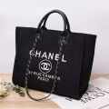 Chanel Black Deauville canvas tote bag-thumb-0