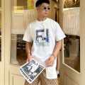 Fendi White Embroidery Logo Premium Baggy Fit T-shirt-thumb-0