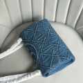 Tory Burch Fleming Soft Blue Denim Satchel Tote Bag-thumb-3