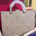 Tory Burch Monogram Beige Small Tote Bag-thumb-1