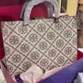 Tory Burch Monogram Beige/Brown Small Tote Bag-thumb-0
