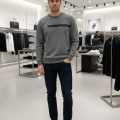 Boss Embroidery Grey cotton Sweatshirt-thumb-0