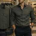 Armani Exchange Dark Grey Cotton Shirt-thumb-0