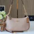 Coach Teri Signature Canvas Shoulder Beige Bag-thumb-0