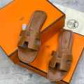 Hermes Brown Premium Quality Women's Flat Sandals-thumb-0