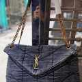YSL Dark Blue Premium Quality Lou Lou Denim Bag-thumb-0