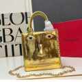 Schiaparelli Anatomy Face Golden Mini Top Handle Bag-thumb-0