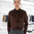 Emporio Armani Dark brown Premium Quality Velvet Shirt-thumb-0