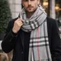 Burberry Check Cashmere Grey Stole-thumb-0