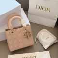 Lady Dior Signature Pink Studded Logo Handbag-thumb-0