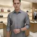 Louis Vuitton Monogram Grey Premium Cotton Shirt-thumb-0