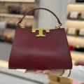 Tory Burch Small Eleanor Wine Canvas Bag-thumb-0