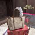 Tory Burch Perry Brown Small Embossed Tote Bag-thumb-0