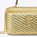 Tory Burch Golden Kira Metallic Moto Quilt Vanity Bag-thumb-3