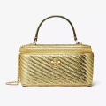 Tory Burch Golden Kira Metallic Moto Quilt Vanity Bag-thumb-0