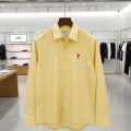 Ami Paris Heart Logo Yellow Striped Shirt-thumb-0