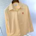 Ami Paris Heart Logo Yellow Striped Shirt-thumb-1