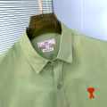 Ami Paris Heart Logo Green Striped Shirt-thumb-1