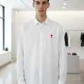 Ami Paris Heart Logo White Striped Shirt-thumb-0