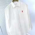 Ami Paris Heart Logo White Striped Shirt-thumb-2