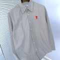 Ami Paris Heart Logo Grey Striped Shirt-thumb-2