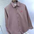 Ami Paris Heart Logo Purple Striped Shirt-thumb-2