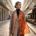 Hermes Orange Cashmere Reversible Stole-thumb-1