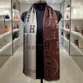 Hermes Brown Cashmere Reversible Stole-thumb-0